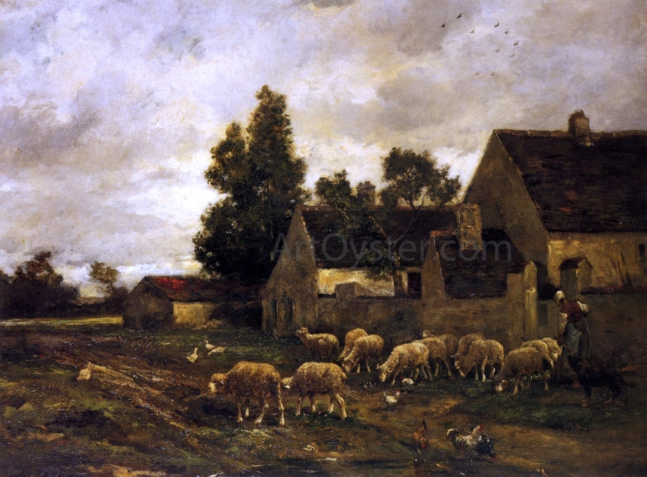 Charles Francois Daubigny The Barrel maker (also known as Le Tonnelier) - Hand Painted Oil Painting