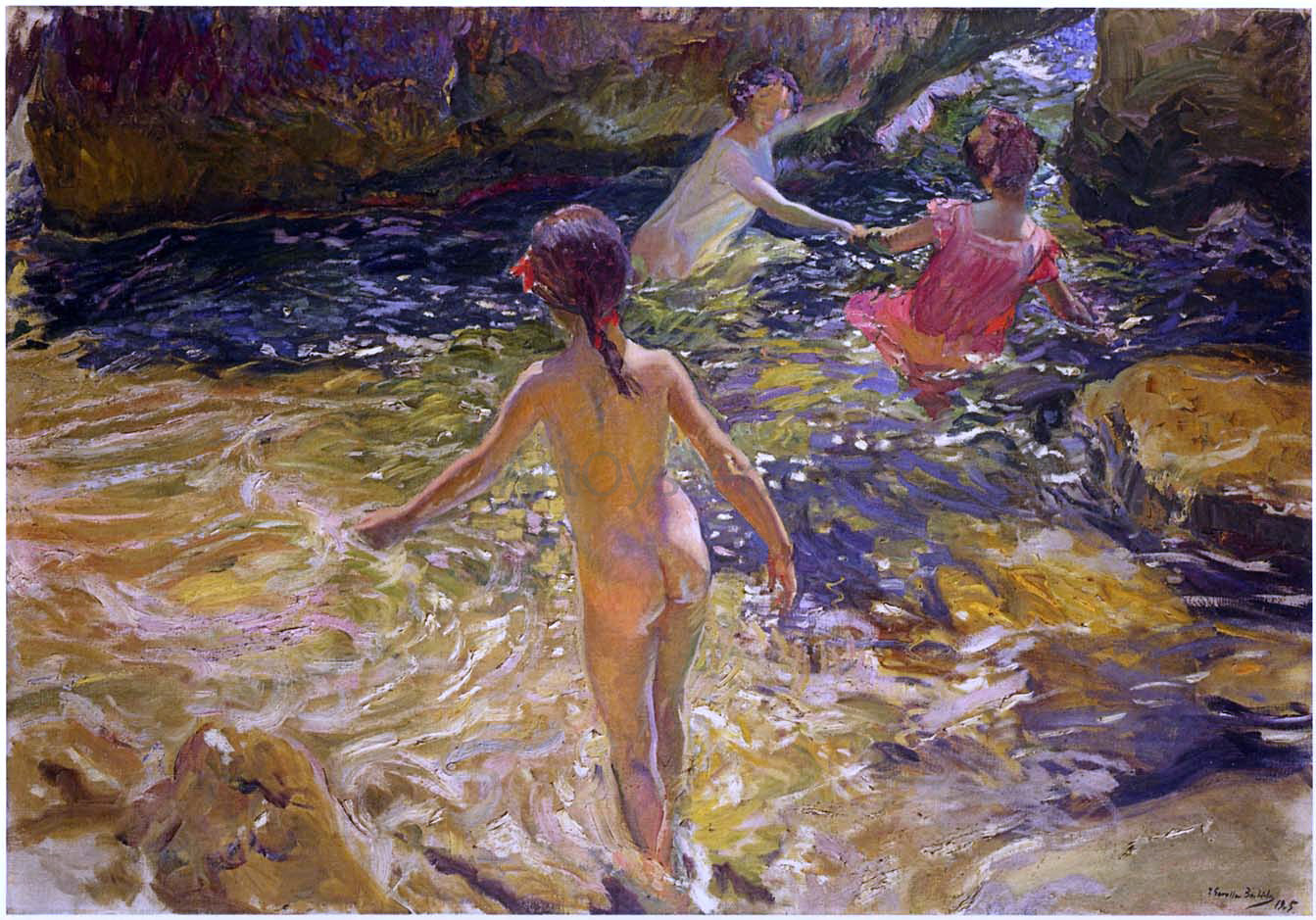 Joaquin Sorolla Y Bastida The Bath, Javea - Hand Painted Oil Painting