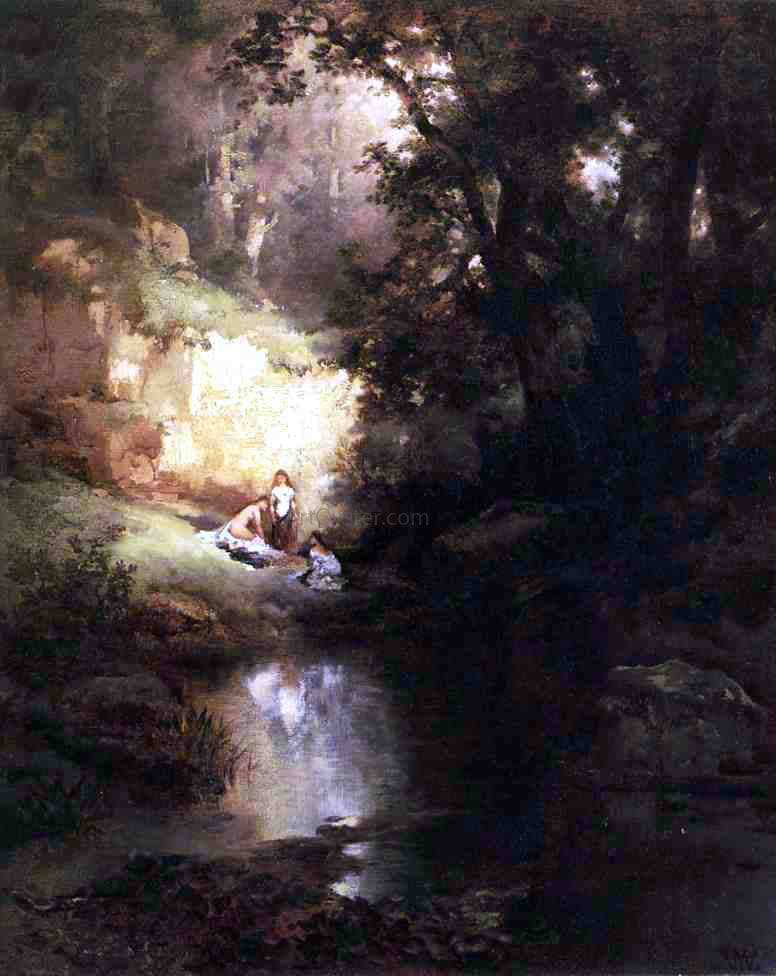 Thomas Moran The Bathers - Hand Painted Oil Painting
