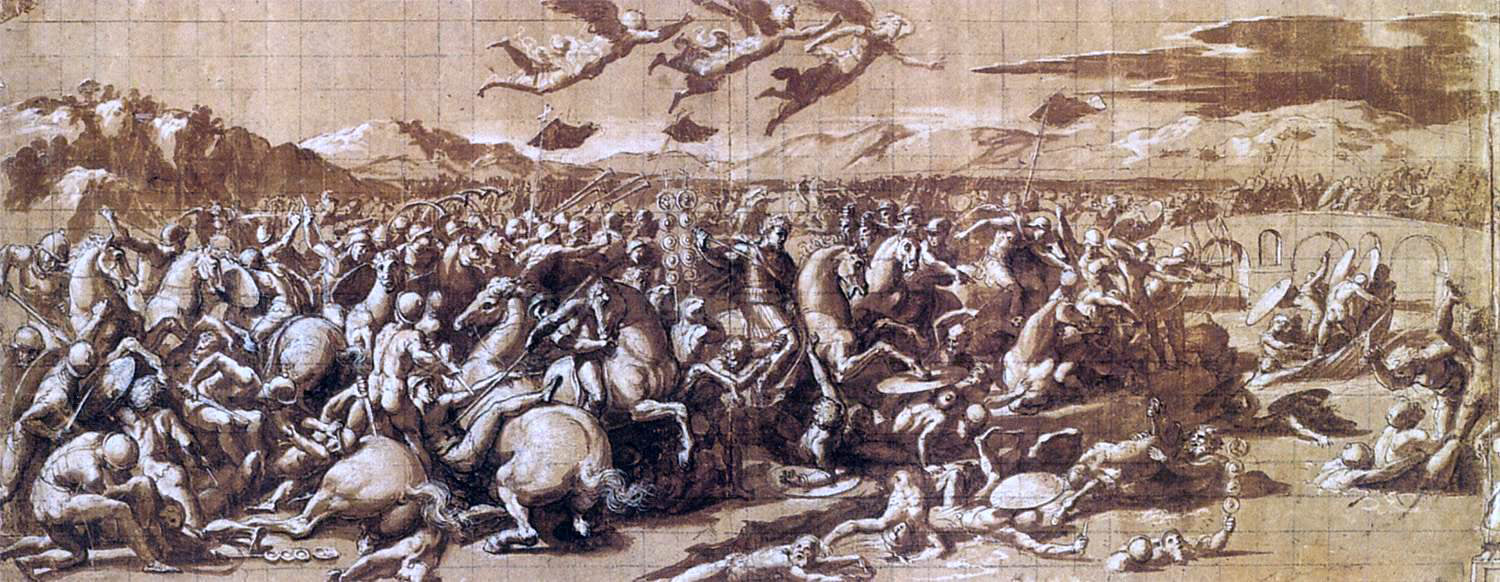  Giovan Francesco Penni The Battle at Pons Milvius - Hand Painted Oil Painting