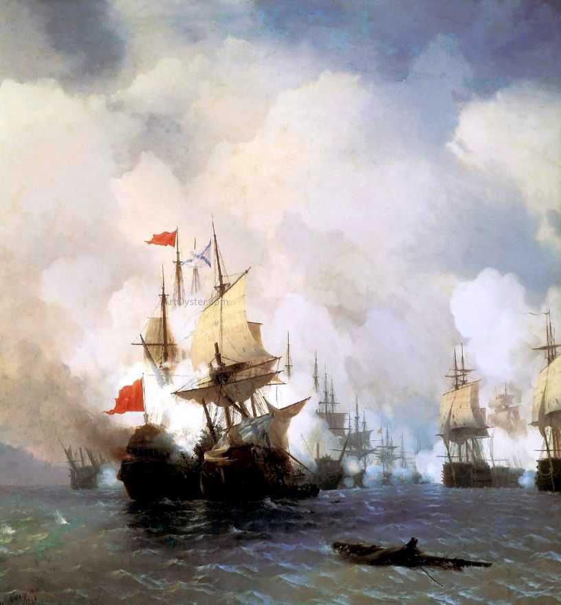  Ivan Constantinovich Aivazovsky The Battle in the Chios Channel - Hand Painted Oil Painting