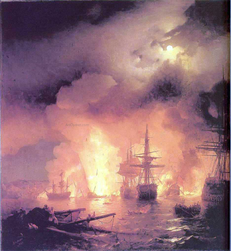 Ivan Constantinovich Aivazovsky The Battle of Chesme - Hand Painted Oil Painting