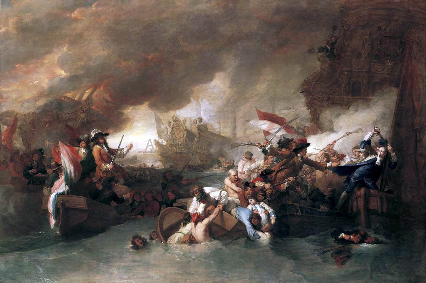  Benjamin West The Battle of La Hogue - Hand Painted Oil Painting