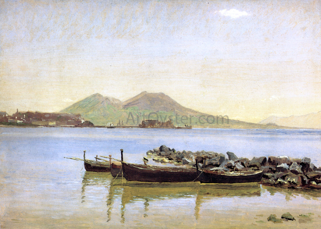 Christen Kobke The Bay of Naples with Vesuvius in the Background - Hand Painted Oil Painting