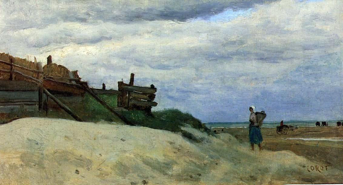 Jean-Baptiste-Camille Corot The Beach at Dunkirk - Hand Painted Oil Painting