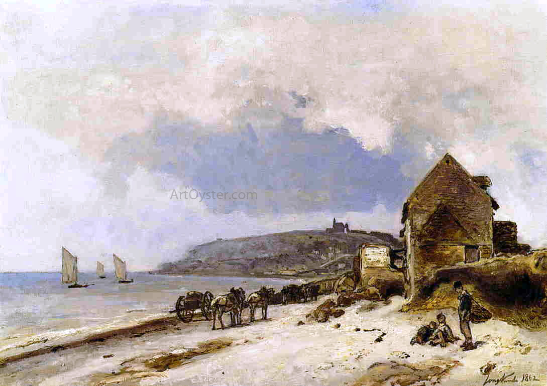Johan Barthold Jongkind The Beach at Sainte-Adresse - Hand Painted Oil Painting