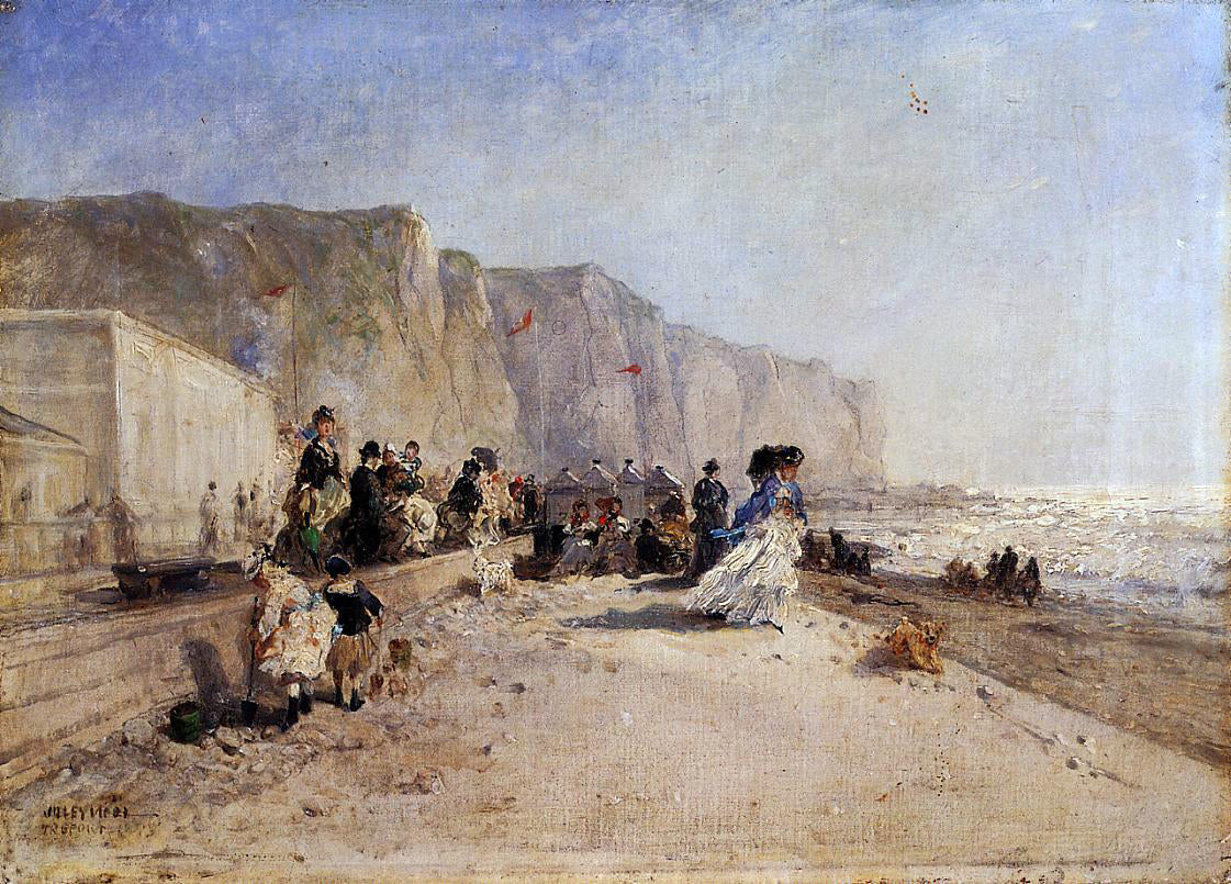 Jules Achille Noel The Beach at Treport - Hand Painted Oil Painting