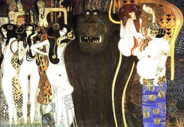  Gustav Klimt The Beethoven Frieze the Hostile Powers Left Part Detail  - Hand Painted Oil Painting