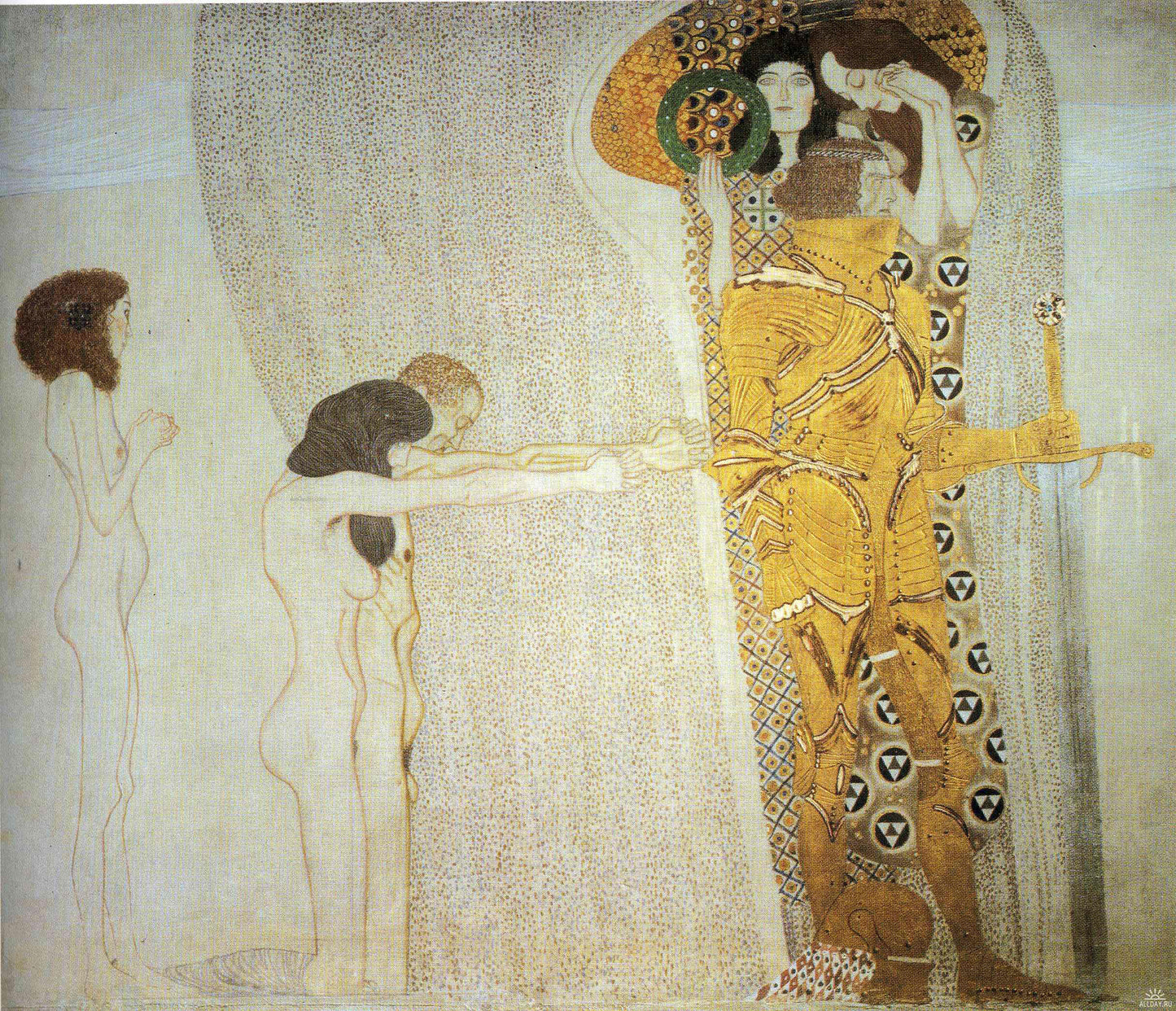 Gustav Klimt The Beethoven Frieze the Longing for Happiness Left Wall - Hand Painted Oil Painting