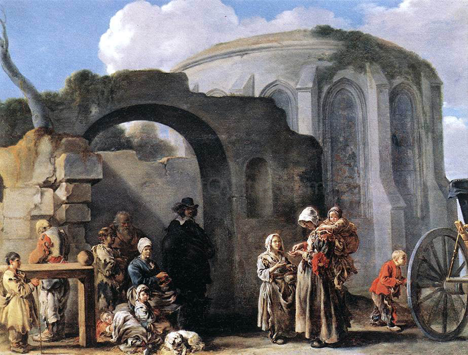 Sebastien Bourdon The Beggars - Hand Painted Oil Painting