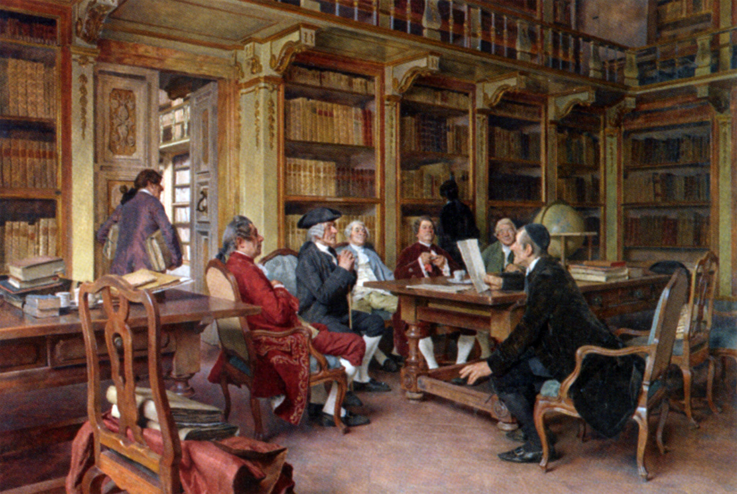 Tito-Giovanni Lessi The Bibliophiles - Hand Painted Oil Painting
