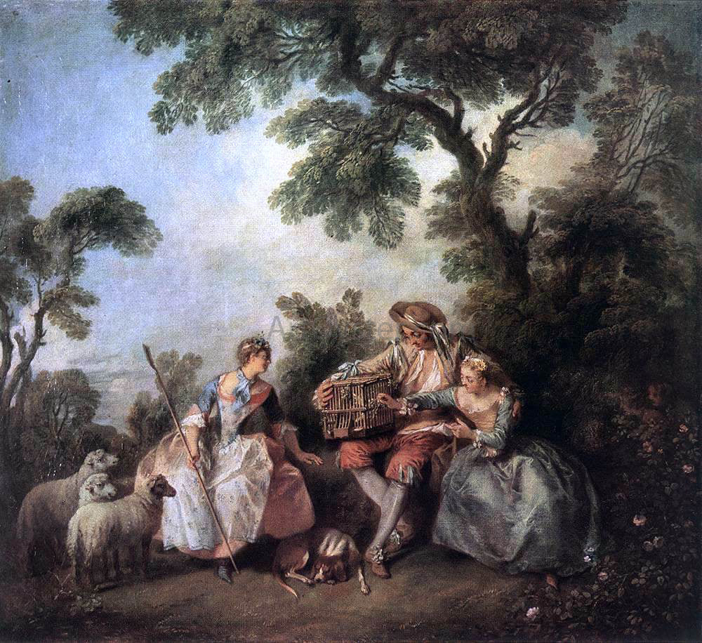 Nicolas Lancret The Bird Cage - Hand Painted Oil Painting