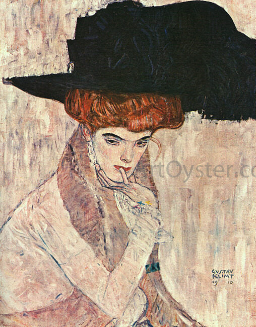 Gustav Klimt The Black Feather Hat - Hand Painted Oil Painting