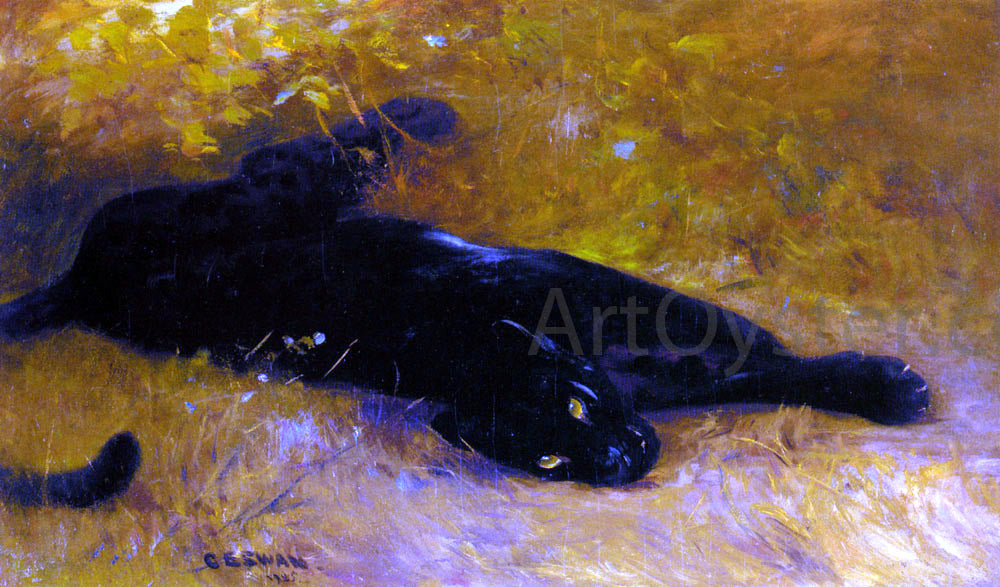 Cuthbert Edmund Swan The Black Panther - Hand Painted Oil Painting