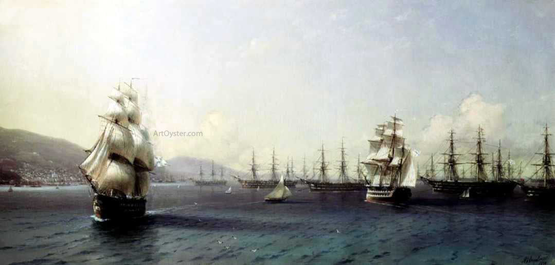 Ivan Constantinovich Aivazovsky The Black Sea fleet in Feodosiya - Hand Painted Oil Painting