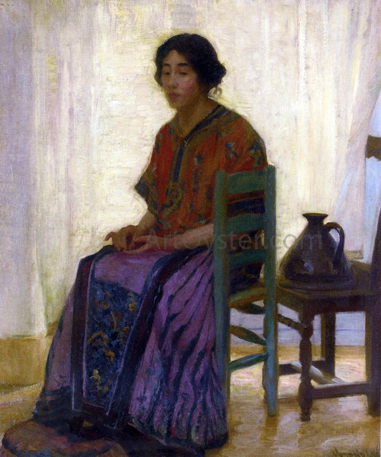 Robert Vonnoh The Blue Chair - Hand Painted Oil Painting