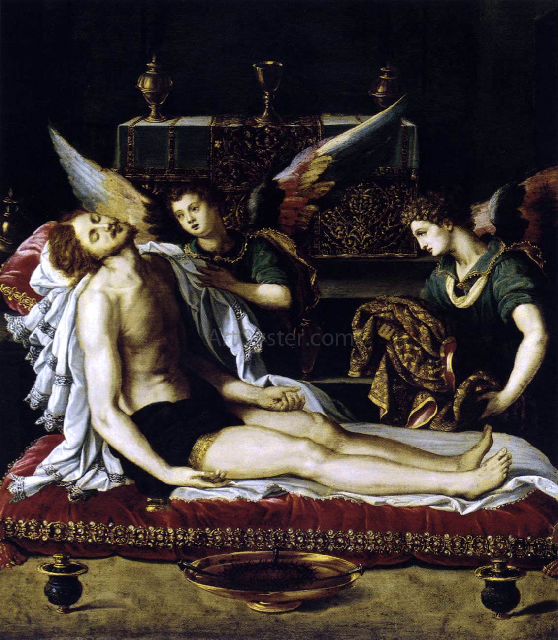  Alessandro Allori The Body of Christ with Two Angels - Hand Painted Oil Painting