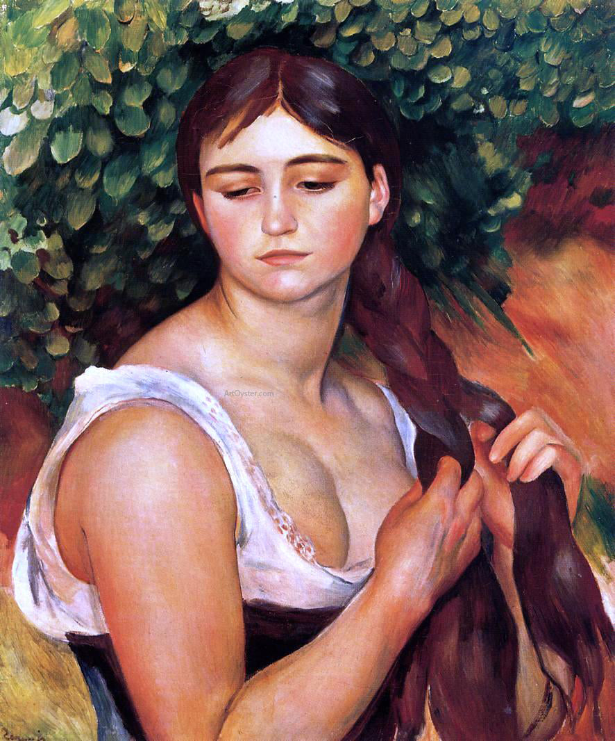 Pierre Auguste Renoir The Braid (also known as Suzanne Valadon) - Hand Painted Oil Painting