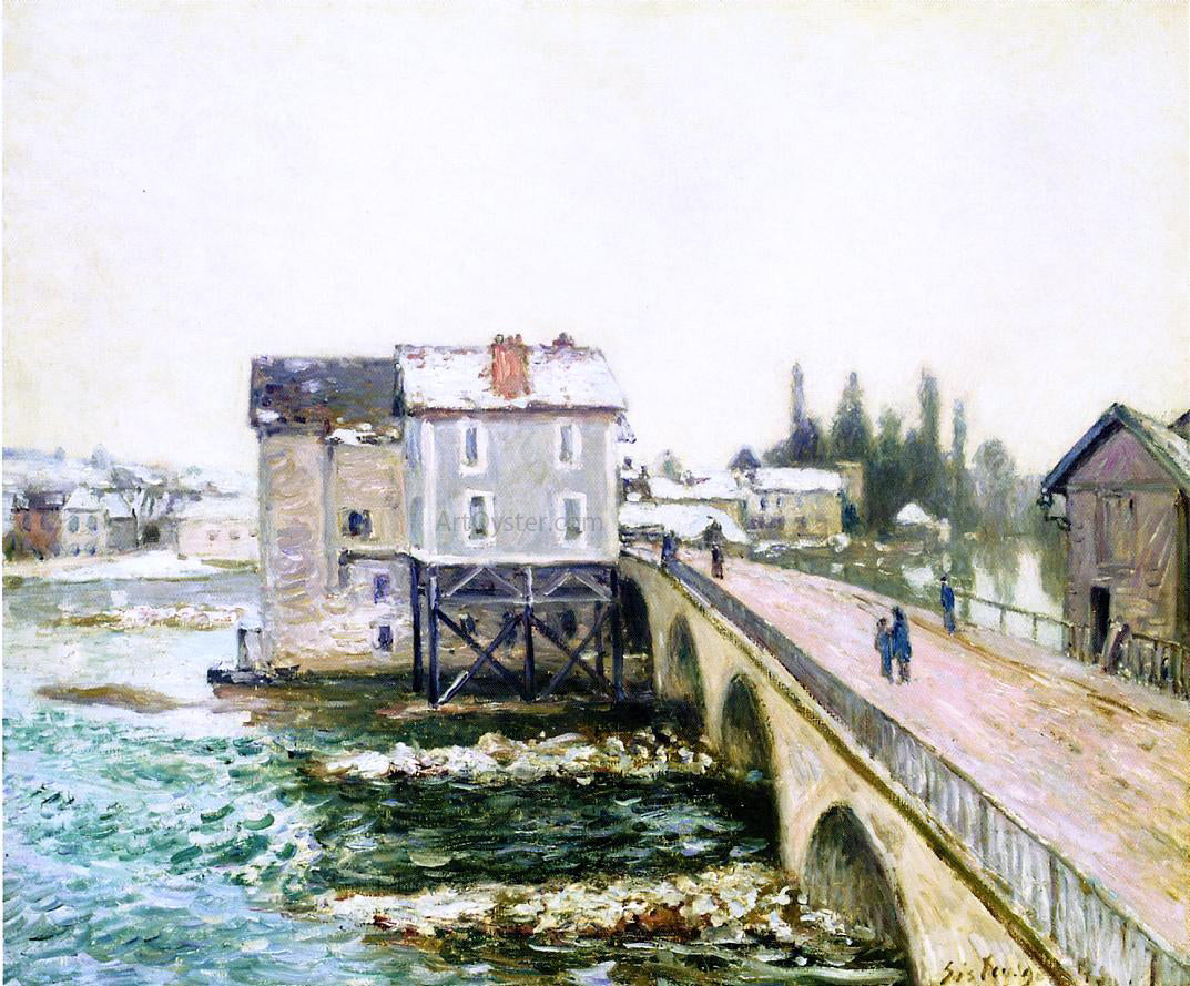 Alfred Sisley The Bridge and Mills of Moret, Winter's Effect - Hand Painted Oil Painting