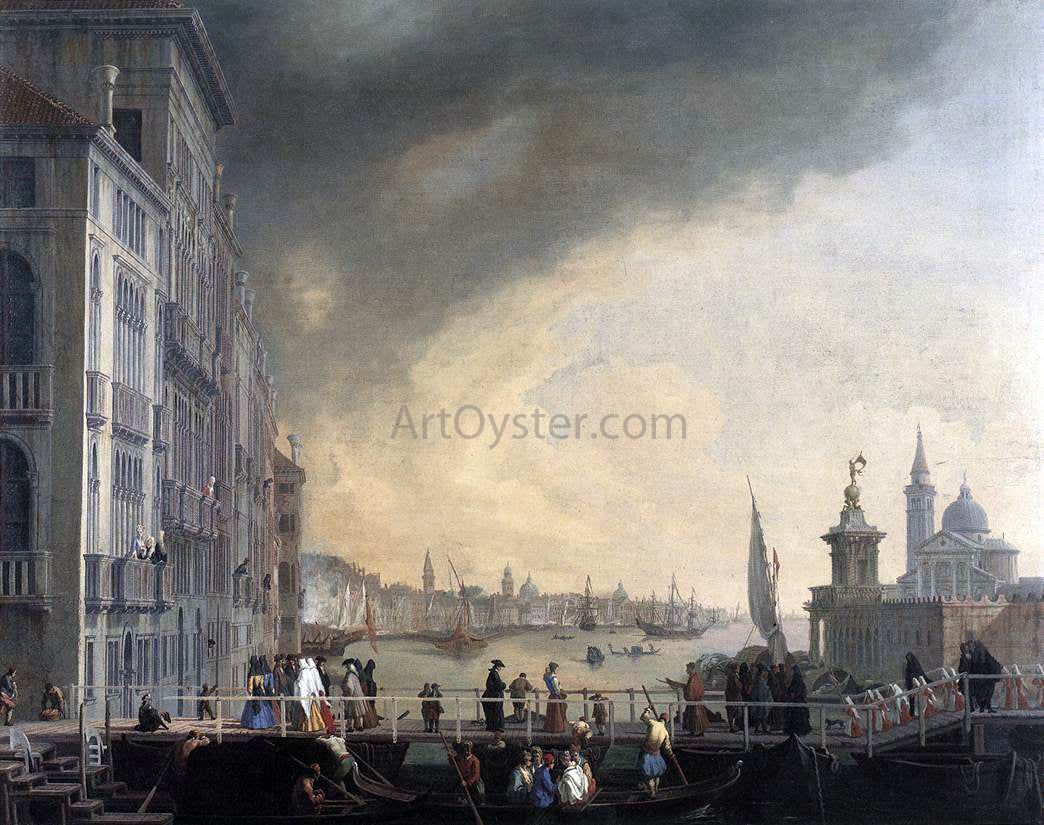 Luca Carlevaris The Bridge for the Feast of the Madonna della Salute - Hand Painted Oil Painting