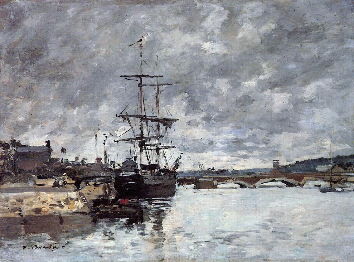 Eugene-Louis Boudin The Bridge over the Toques at Trouville - Hand Painted Oil Painting