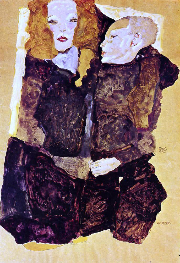 Egon Schiele The Brother - Hand Painted Oil Painting