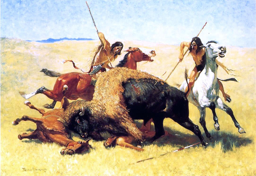 Frederic Remington The Buffalo Hunt - Hand Painted Oil Painting