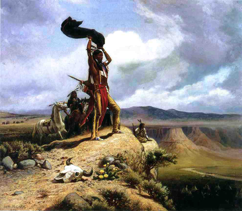 William De la Montagne Cary The Buffalo Signal (also known as Game in Sight) - Hand Painted Oil Painting