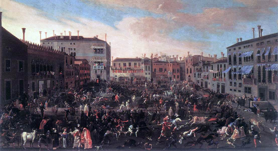 The Younger Joseph Heintz The Bull Hunt in Campo San Polo - Hand Painted Oil Painting