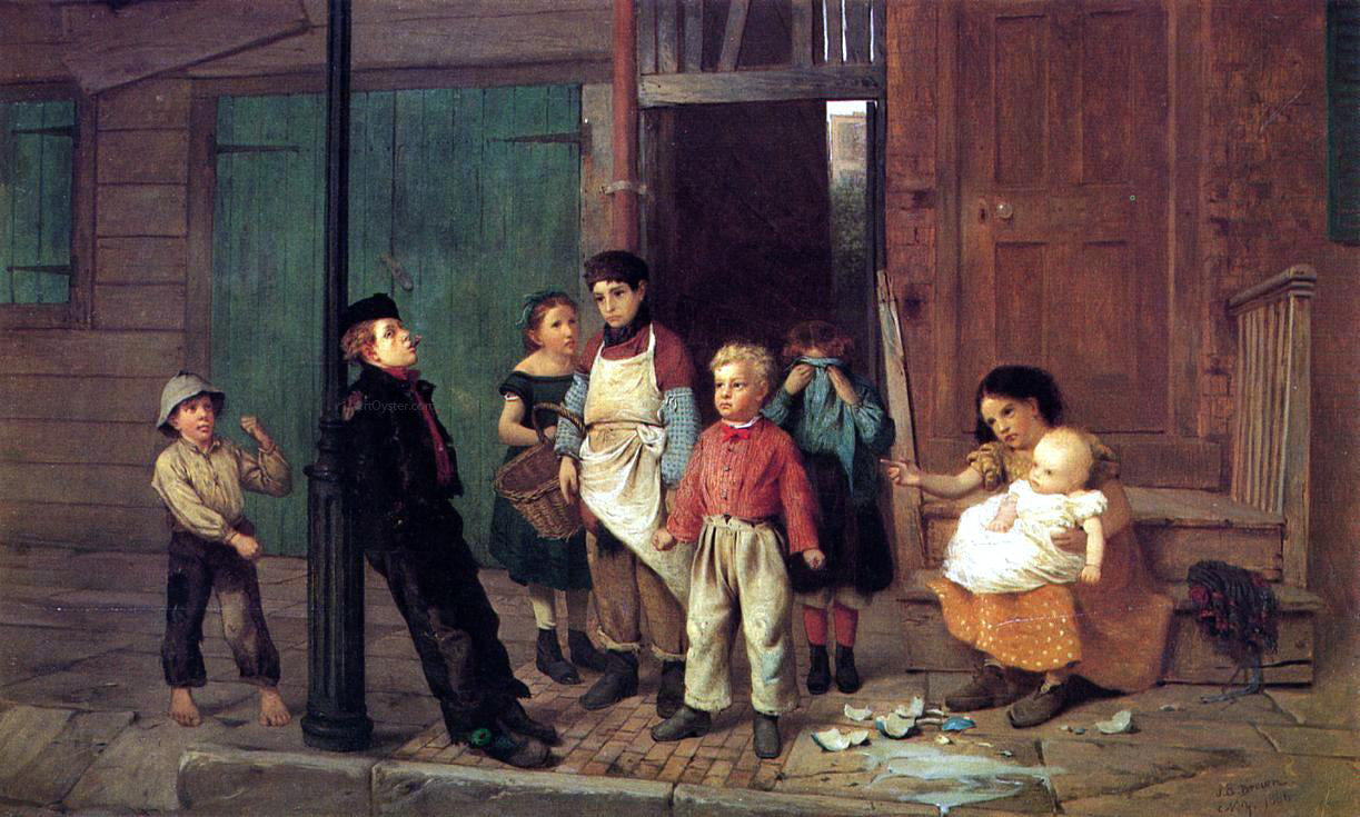 John George Brown The Bully of the Neighborhood - Hand Painted Oil Painting