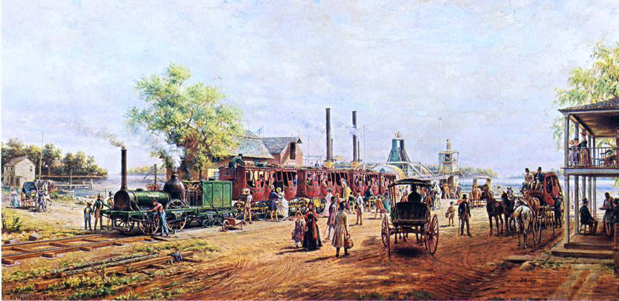 Edward Lamson Henry The Camden and Amboy Railroad with the Engine "Planet" in 1834 - Hand Painted Oil Painting