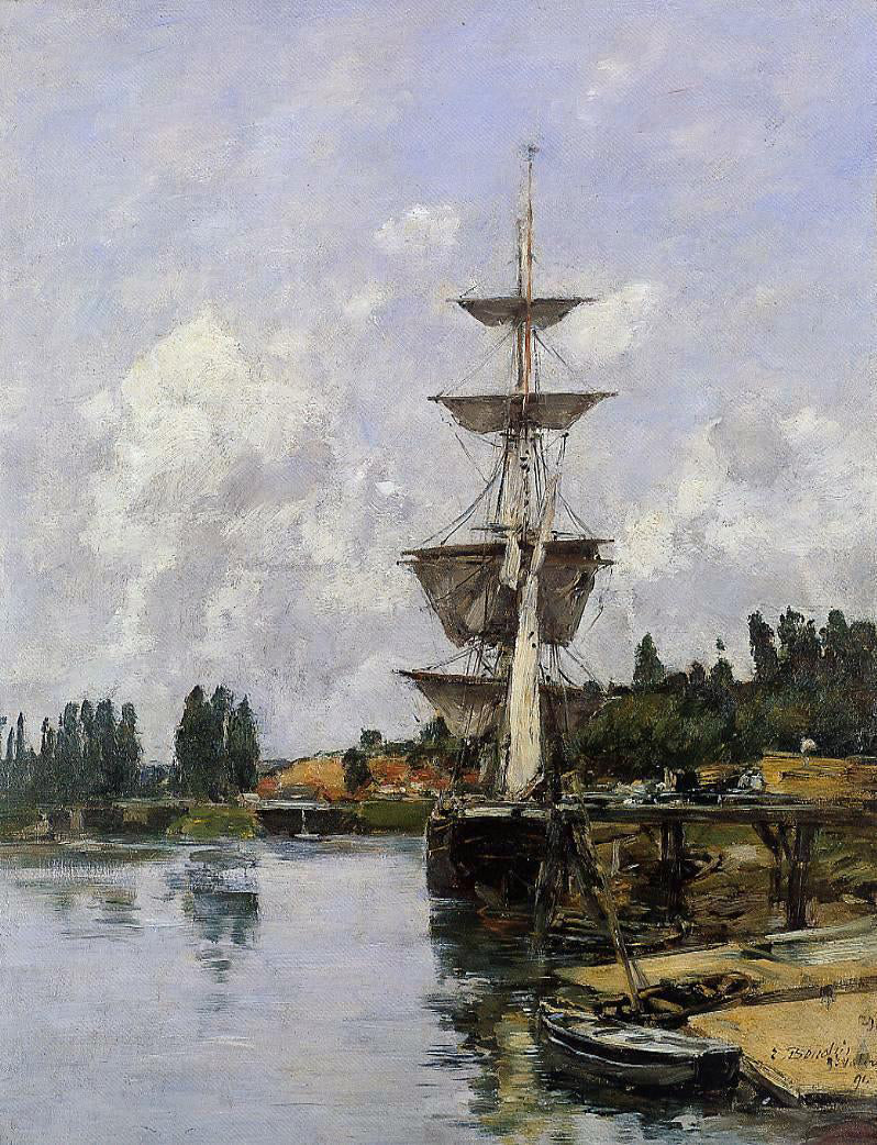 Eugene-Louis Boudin The Canal at Saint-Valery-sur-Somme - Hand Painted Oil Painting