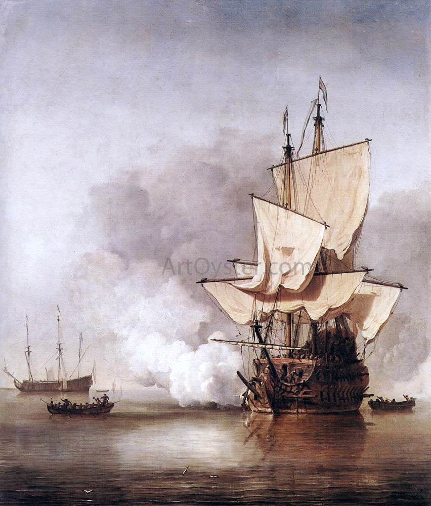 The Younger Willem Van de Velde The Cannon Shot - Hand Painted Oil Painting