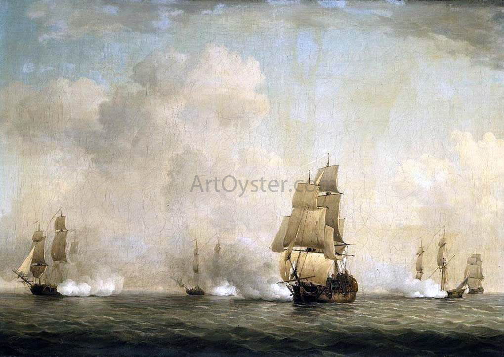  Charles Brooking The Capture of a French Ship by Royal Family Privateers - Hand Painted Oil Painting