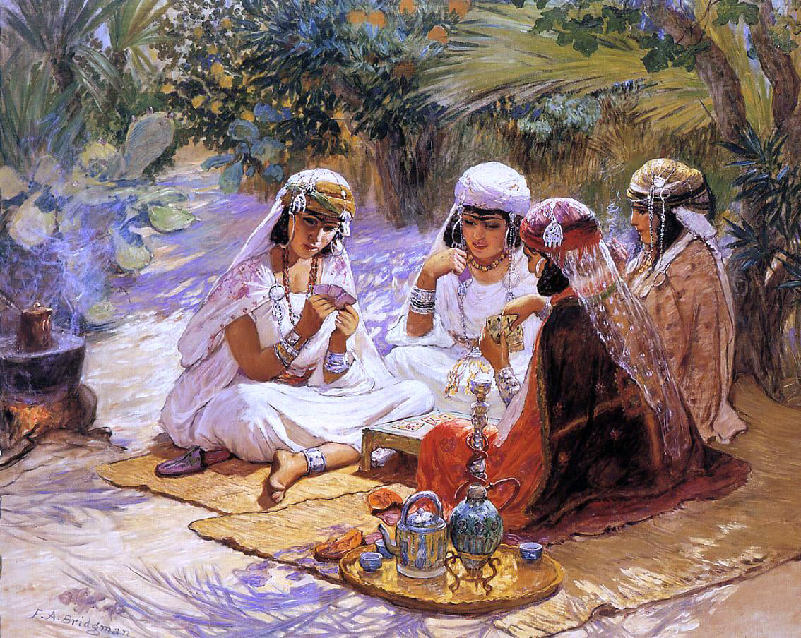 Frederick Arthur Bridgeman The Card Players - Hand Painted Oil Painting