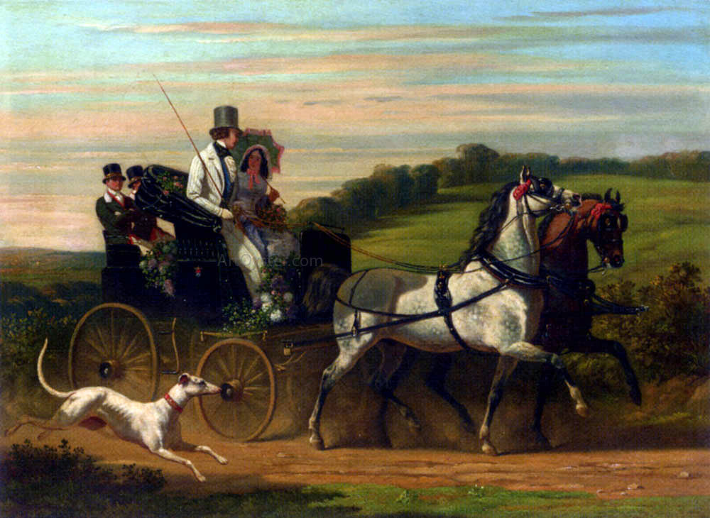 Henri D'Annecy (Comte De) Montpezat The Carriage Ride - Hand Painted Oil Painting