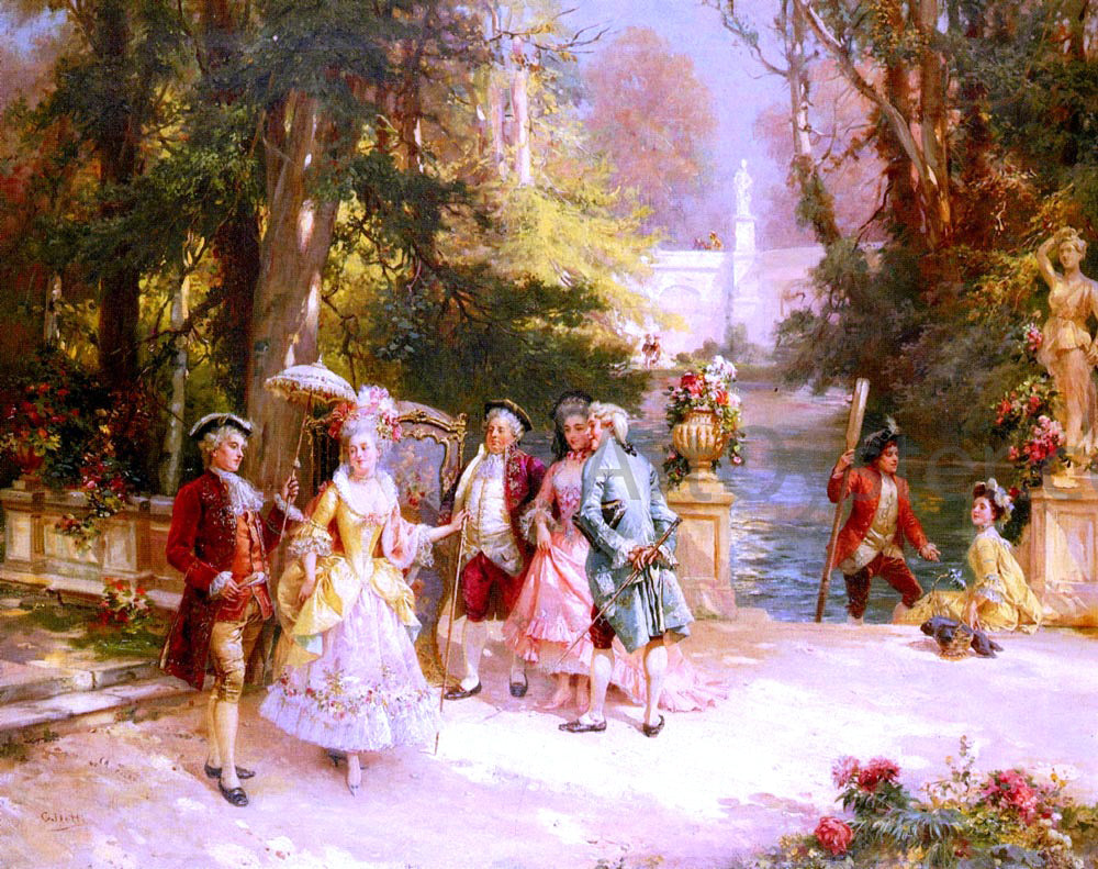 Cesare-Auguste Detti The Castle Garden - Hand Painted Oil Painting