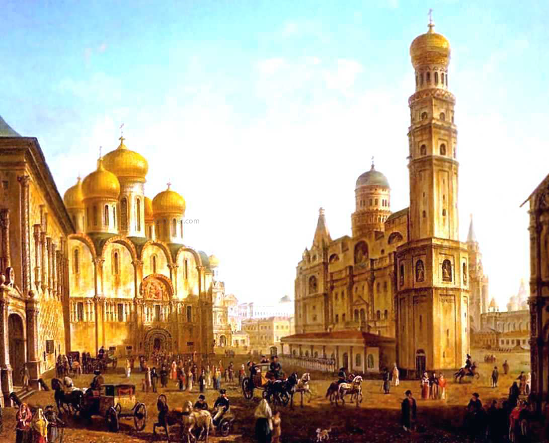 Fedor Yakovlevich Alekseev The Cathedral Square in the Moscow Kremlin - Hand Painted Oil Painting