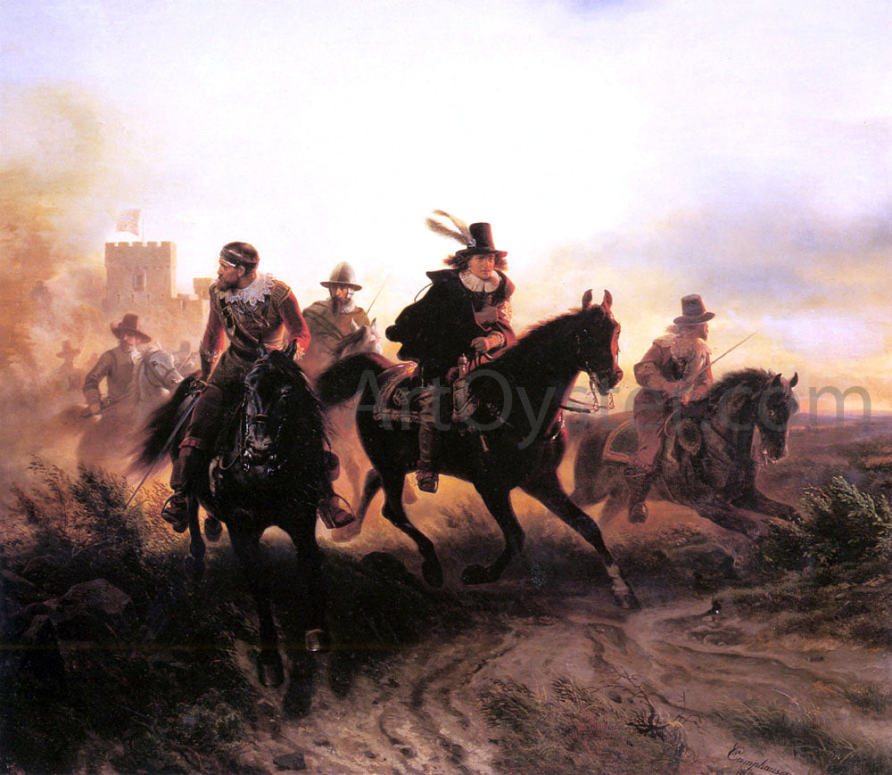 Wilhelm Camphausen The Cavalry Retreat - Hand Painted Oil Painting