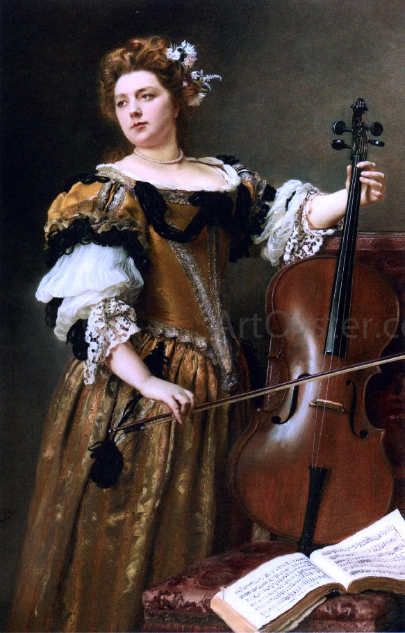  Gustave Jean Jacquet The Cello Player - Hand Painted Oil Painting
