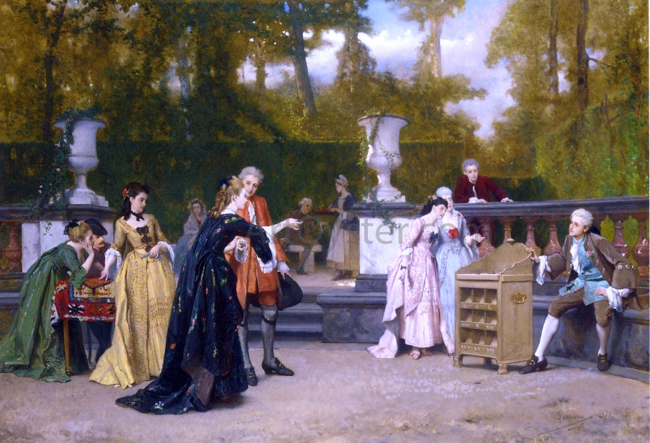 Auguste Serrure The Charming Opponent - Hand Painted Oil Painting