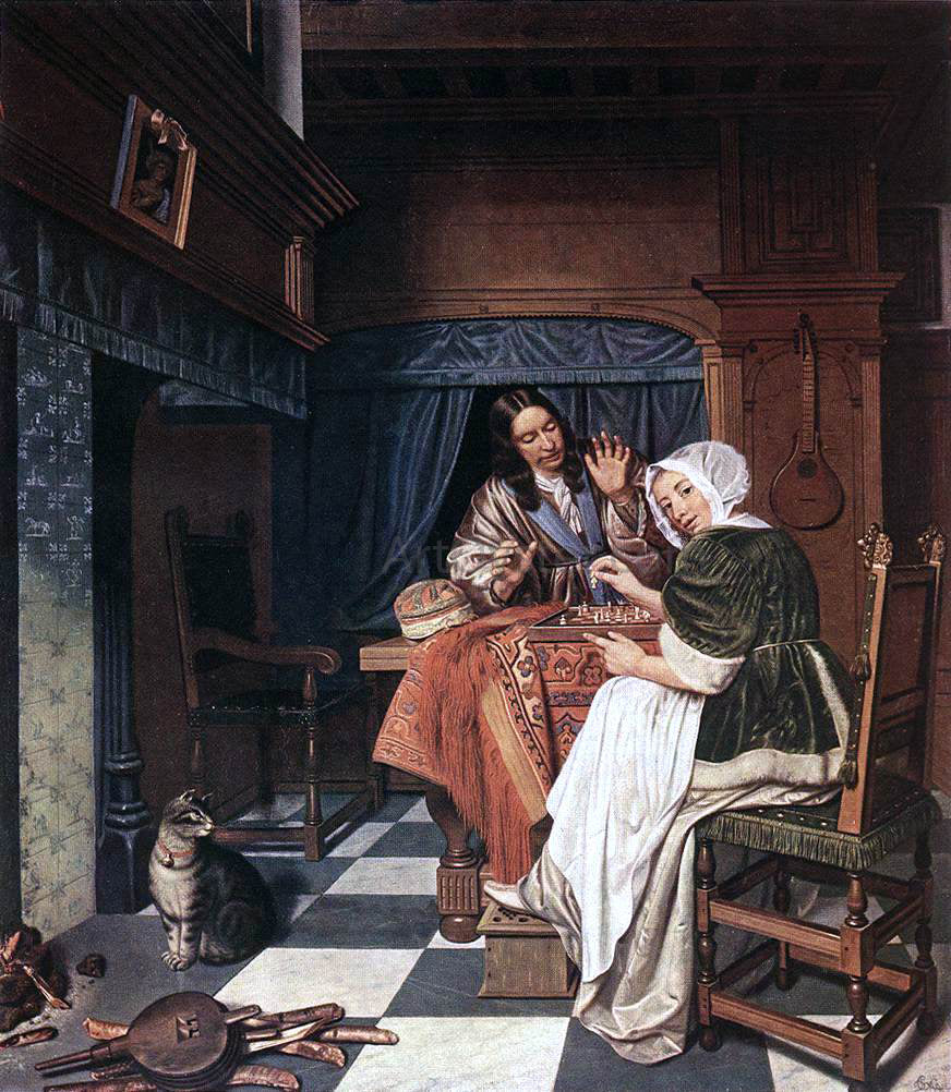 Cornelis De Man The Chess Players - Hand Painted Oil Painting