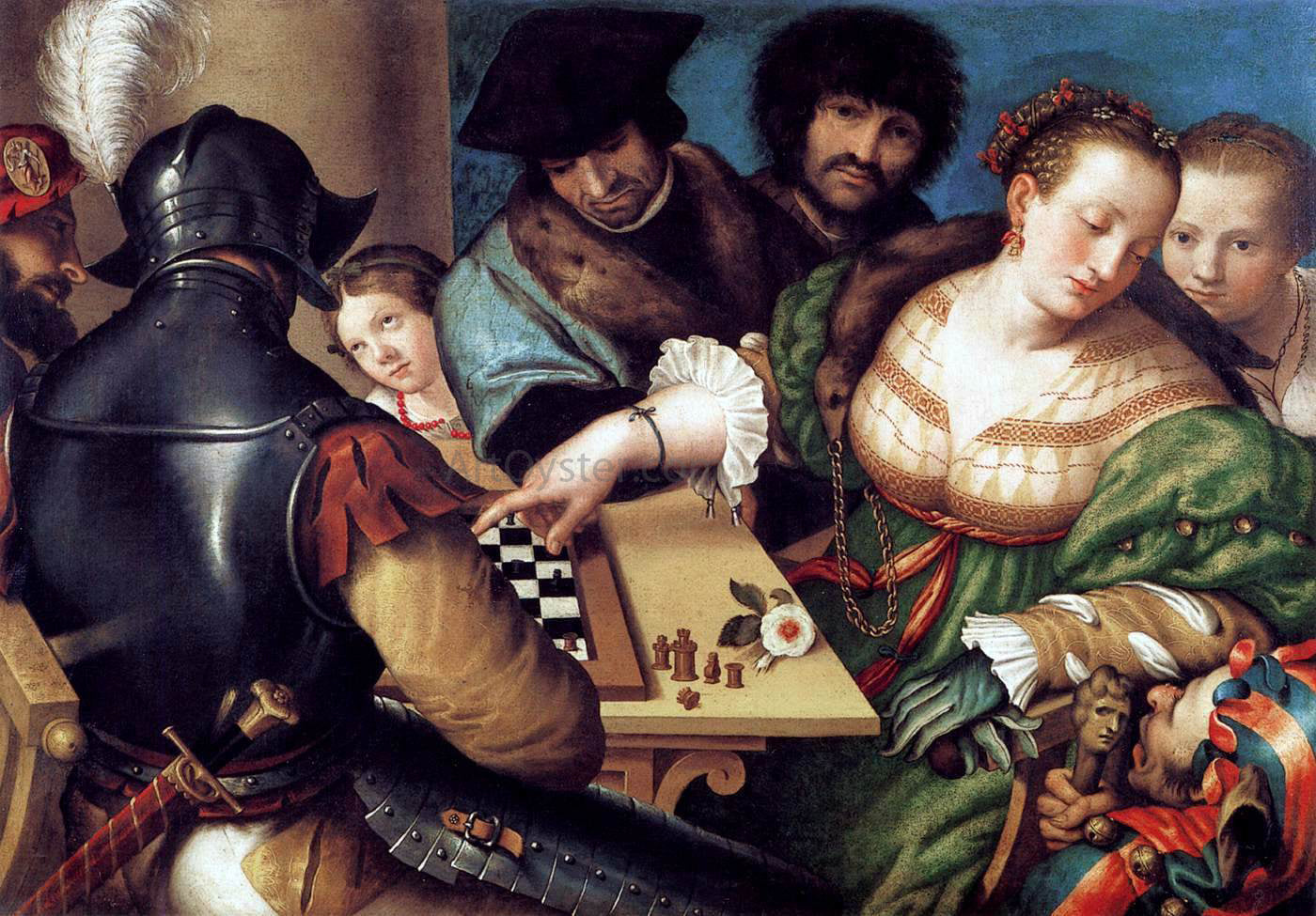 Giulio Campi The Chess Players - Hand Painted Oil Painting