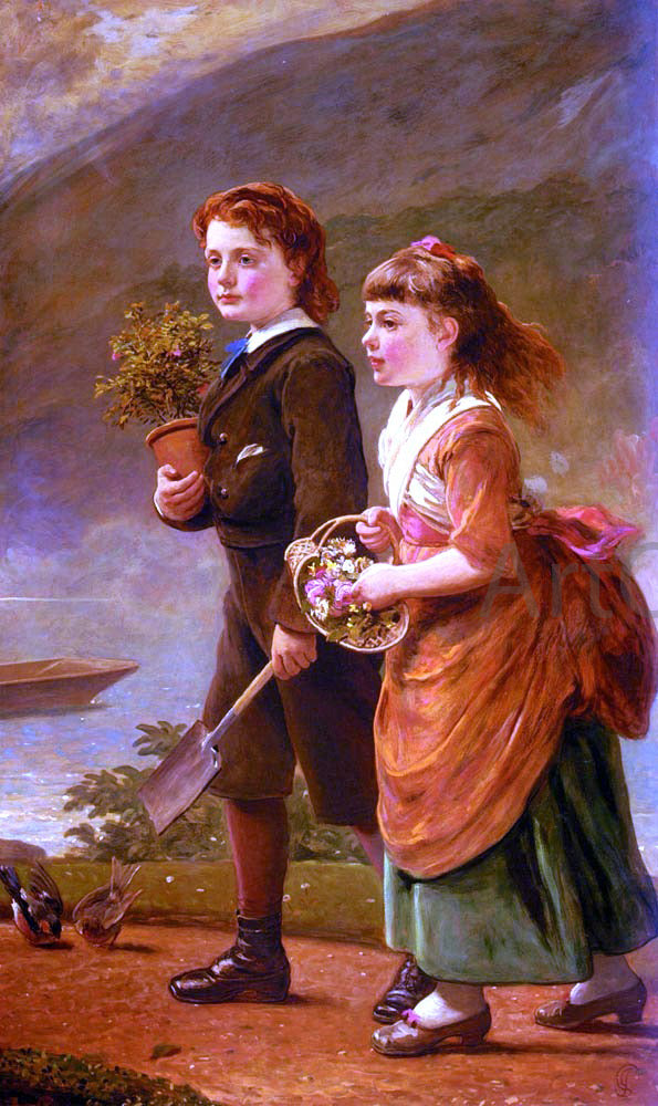 James Sant The Children Of Major H. Barrett Of Moredon, Taunton - Hand Painted Oil Painting