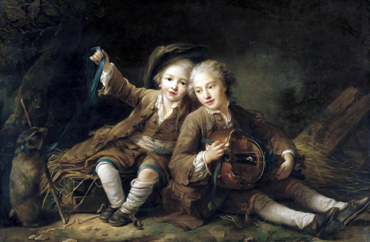  Francois-Hubert Drouais The Children of the Duc de Bouillon - Hand Painted Oil Painting