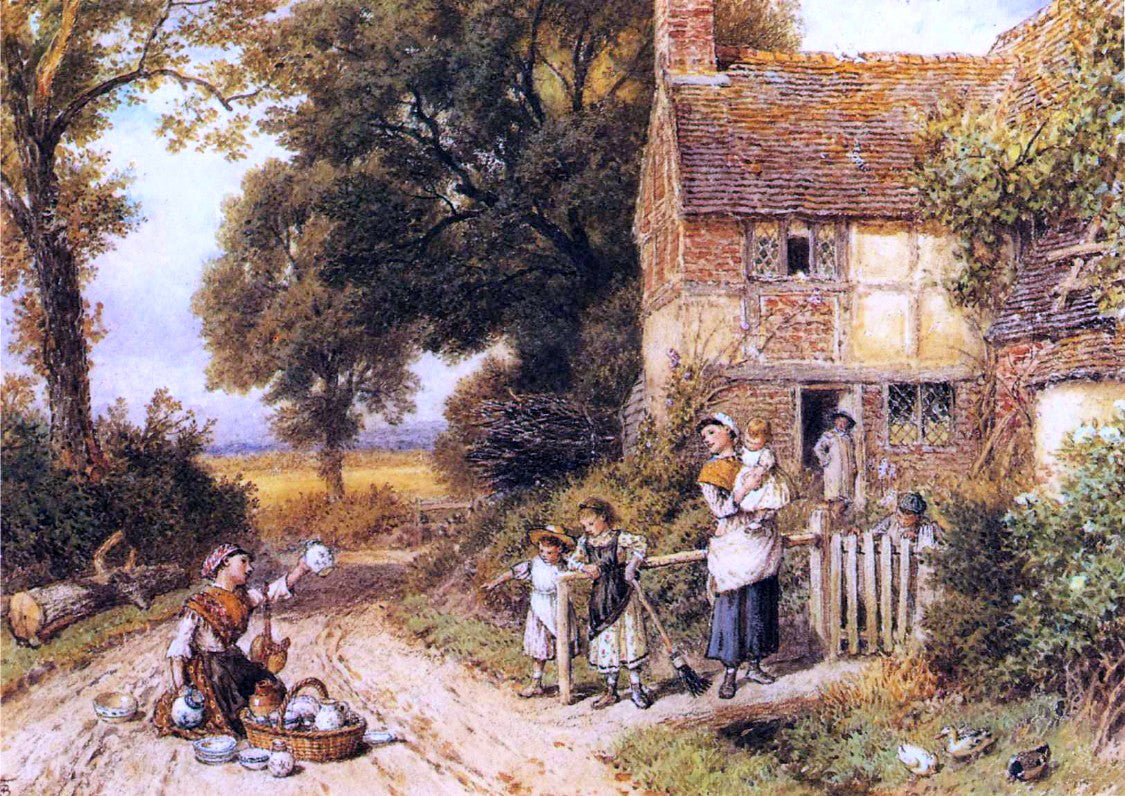 Myles Birket Foster The China Peddler - Hand Painted Oil Painting
