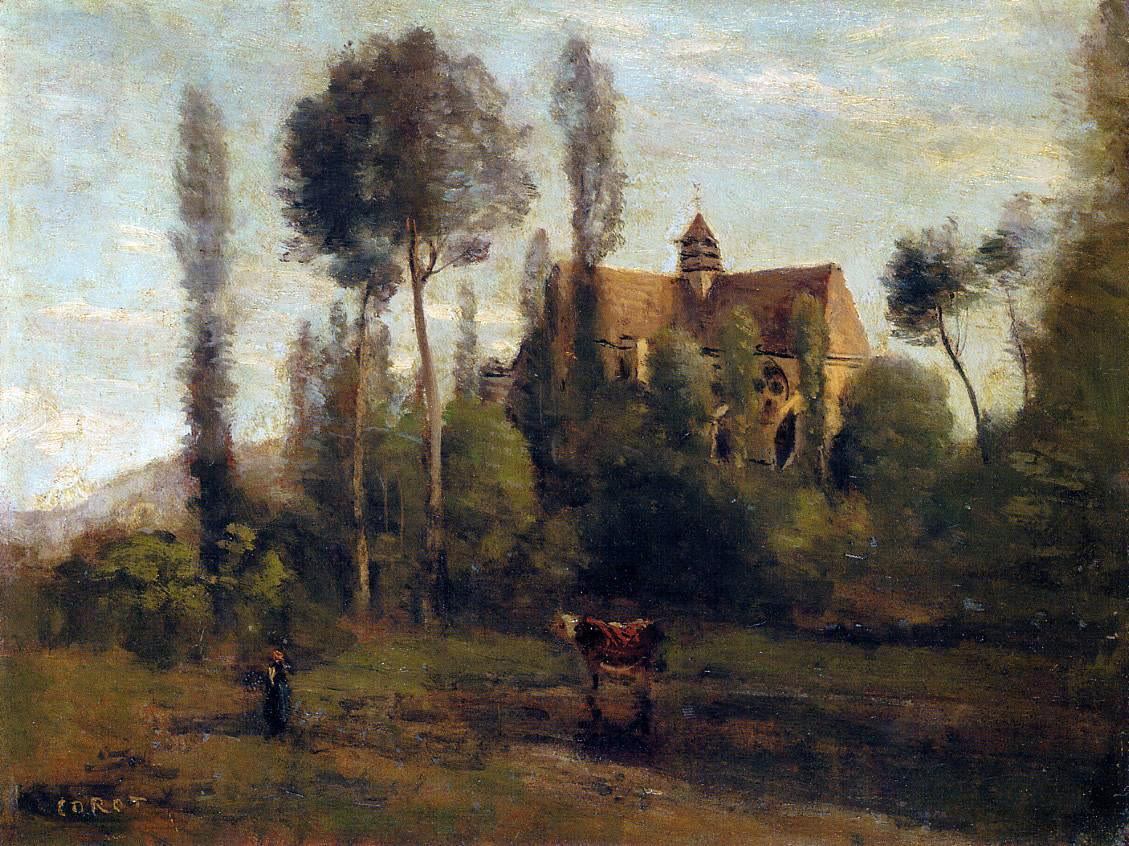 Jean-Baptiste-Camille Corot The Church at Essommes, near the Chateau Thierry - Hand Painted Oil Painting