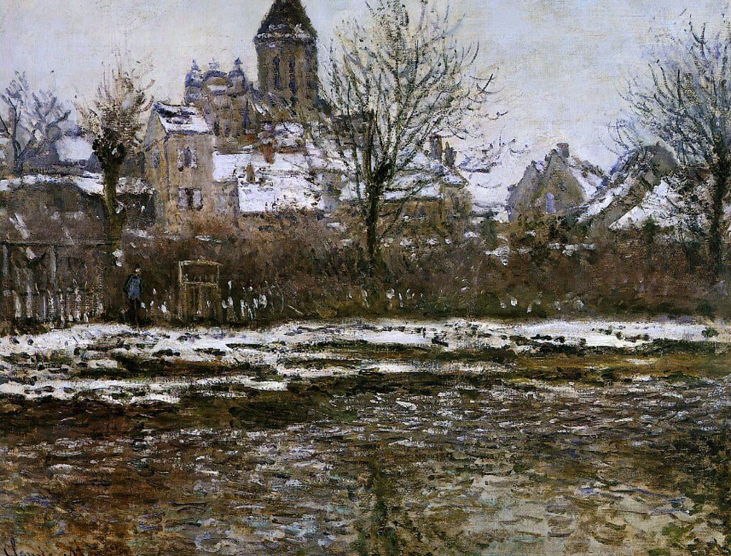 Claude Oscar Monet The Church at Vetheuil, Snow - Hand Painted Oil Painting