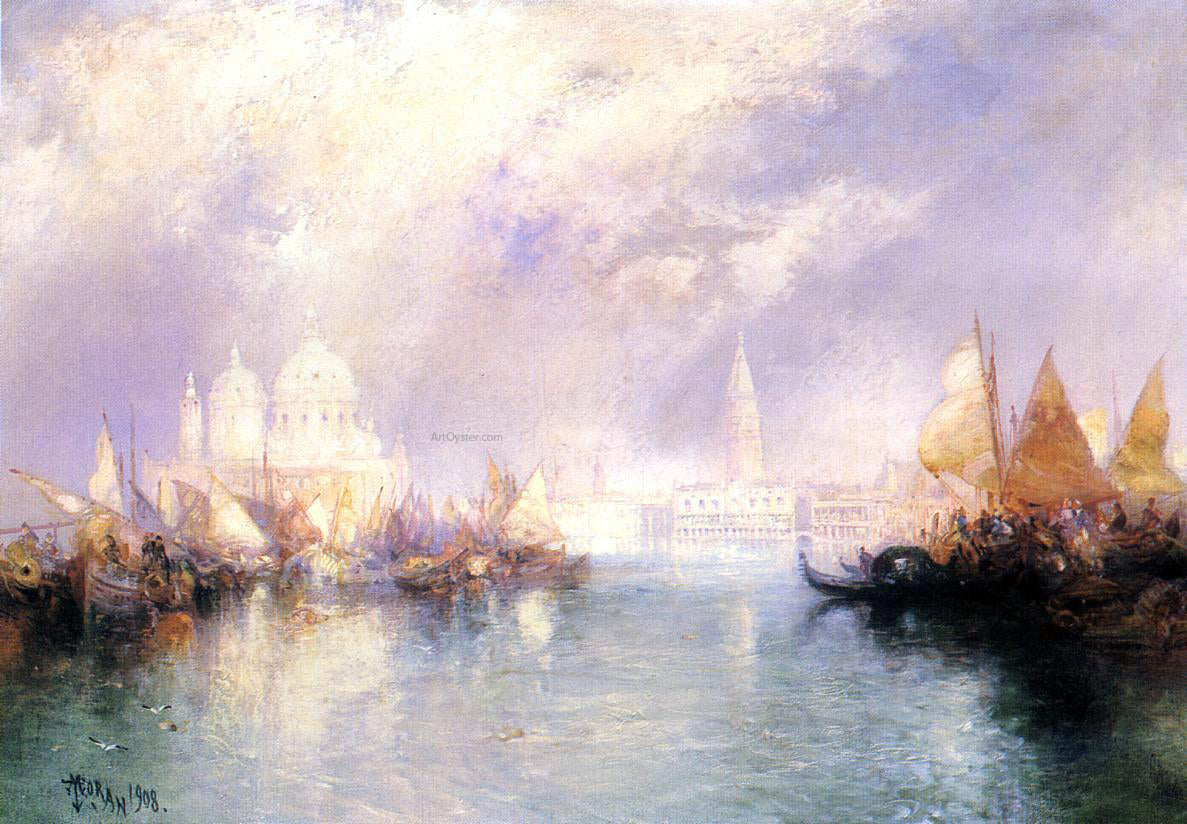 Thomas Moran The Church of Santa Maria della Salute, Venice - Hand Painted Oil Painting
