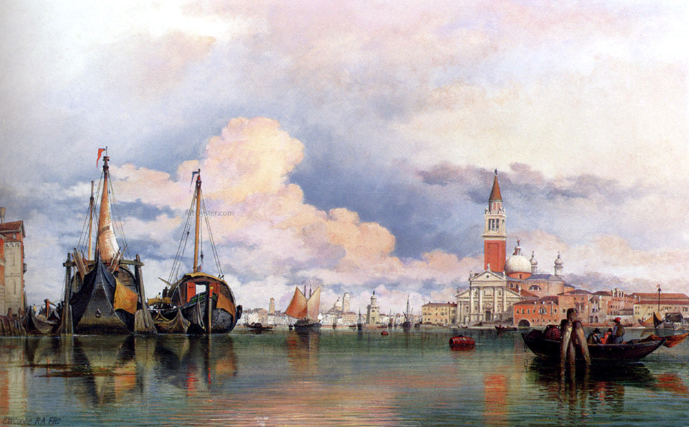 Edward William Cooke The Church Of The Gesuati And Riva Delle Zattere, With San Giorgio Maggiore Looking East - Hand Painted Oil Painting
